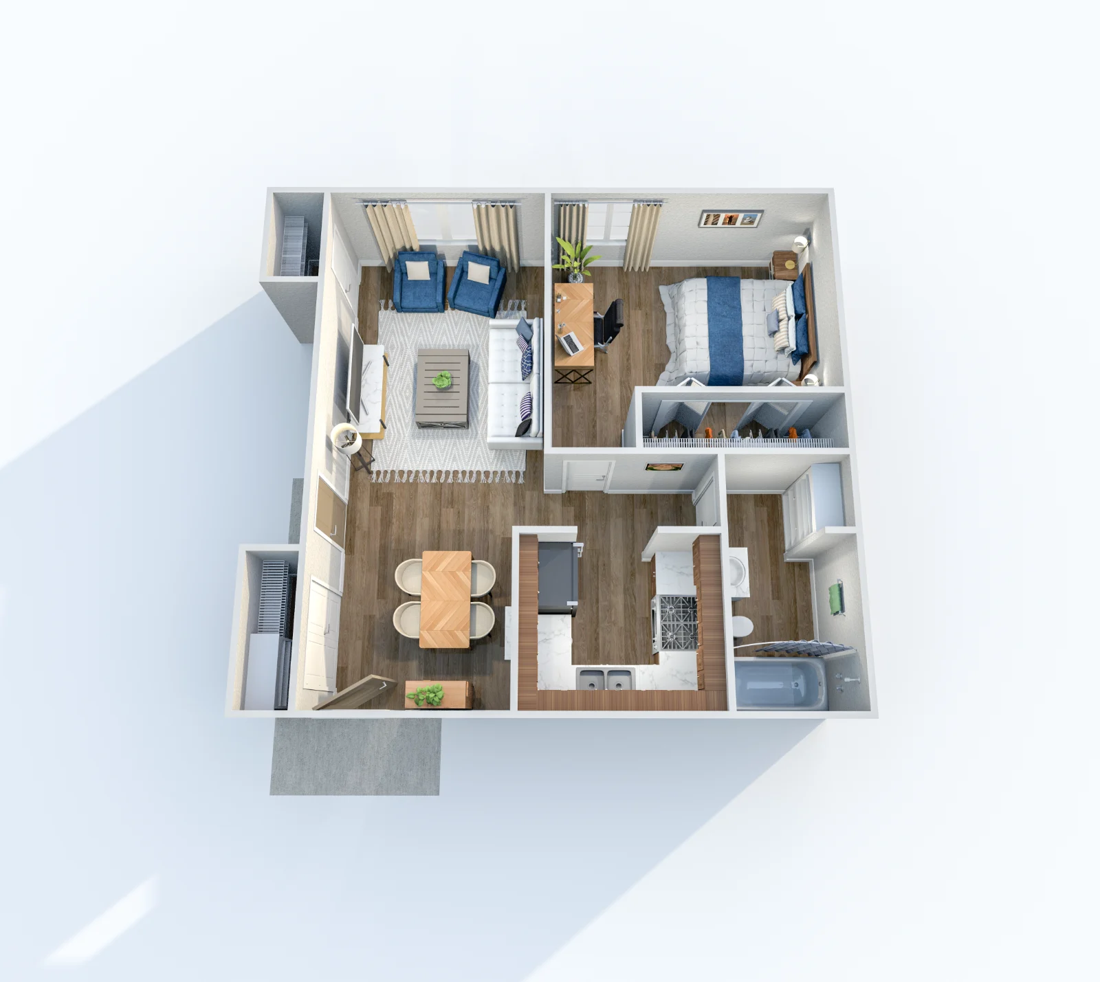 Catalina — floor plan, Plan A2 · 1 bed · 1 bath · 640 sq ft