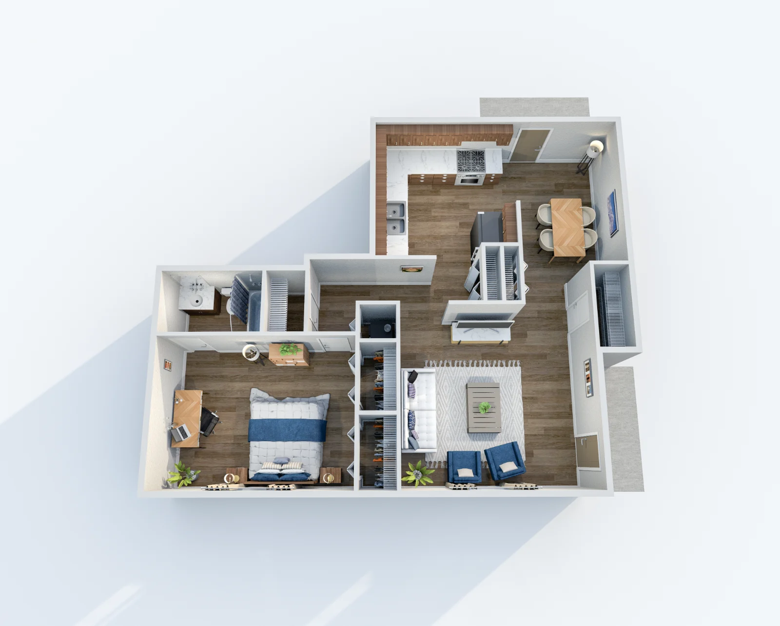 Catalina — floor plan, Plan A6 · 1 bed · 1 bath · 874 sq ft