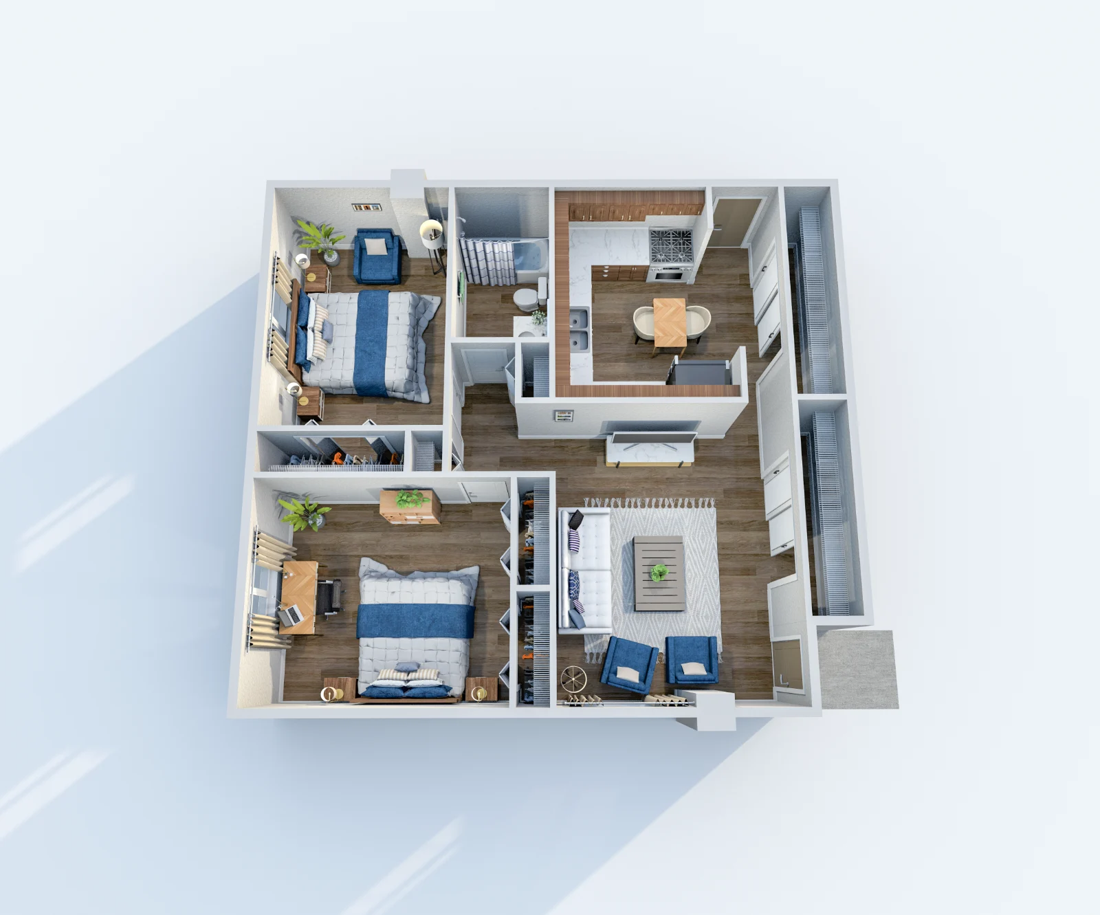 Catalina — floor plan, Plan B1 · 2 bed · 1 bath · 928 sq ft