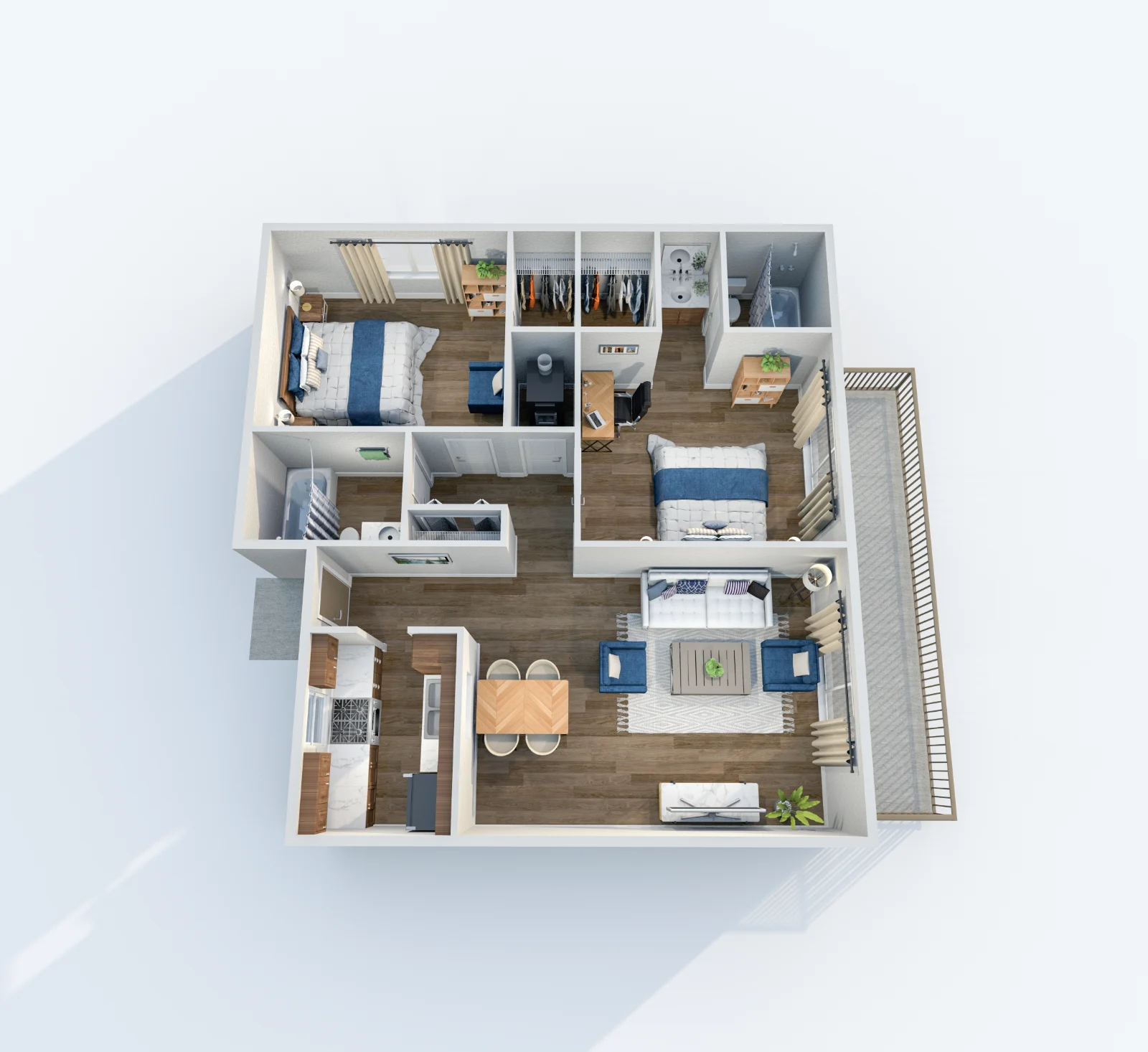 Catalina — floor plan, Plan B3 · 2 bed · 2 baths · 1,024 sq ft