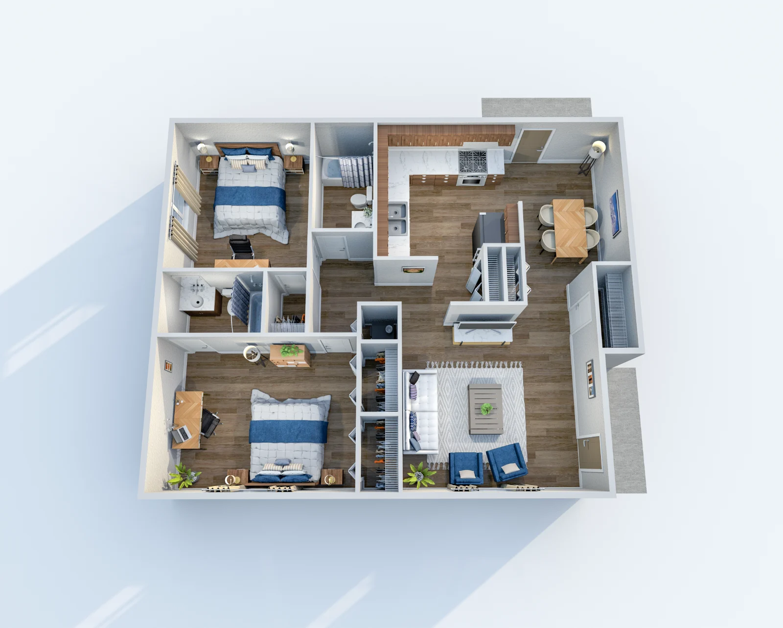 Catalina — floor plan, Plan B4 · 2 bed · 2 baths · 1,050 sq ft