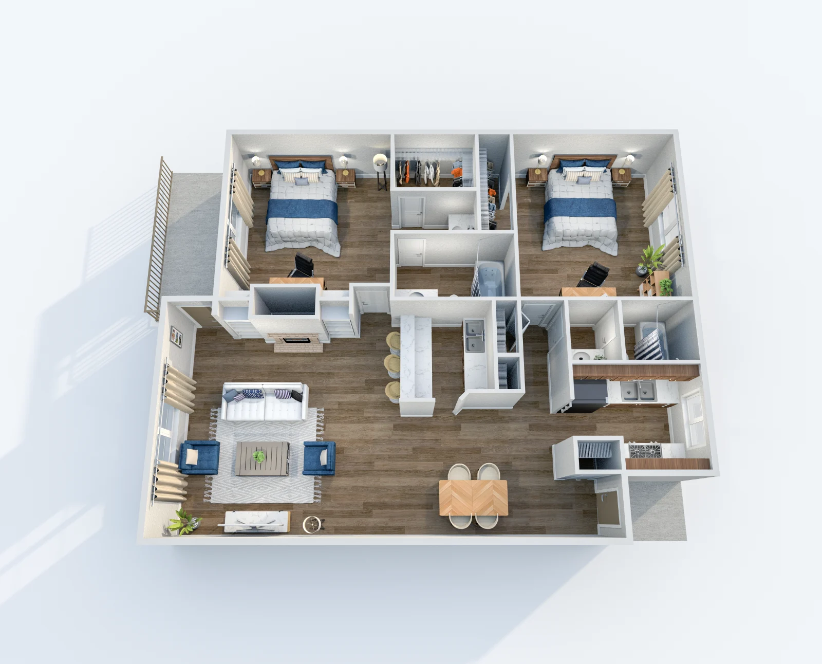 Catalina — floor plan, Plan B7 · 2 bed · 2 baths · 1,195 sq ft
