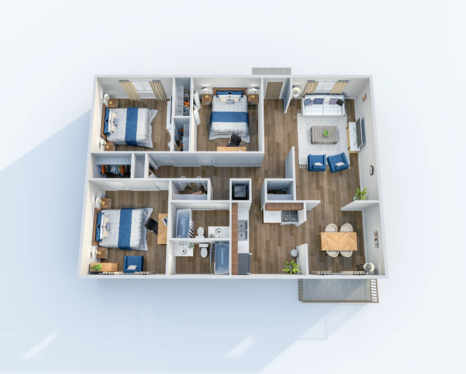 Catalina — floor plan, Plan C1 · 3 bed · 2 baths · 1,398 sq ft